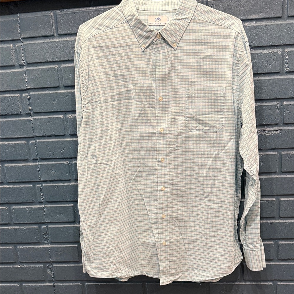 Southern Tide Men's Blue Checkered Shirt
